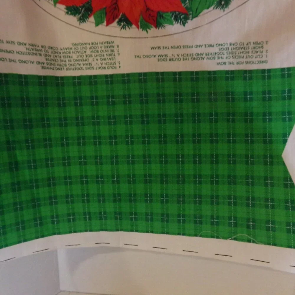 Fabric Christmas Wreath Poinsettia Craft Panel to Stitch